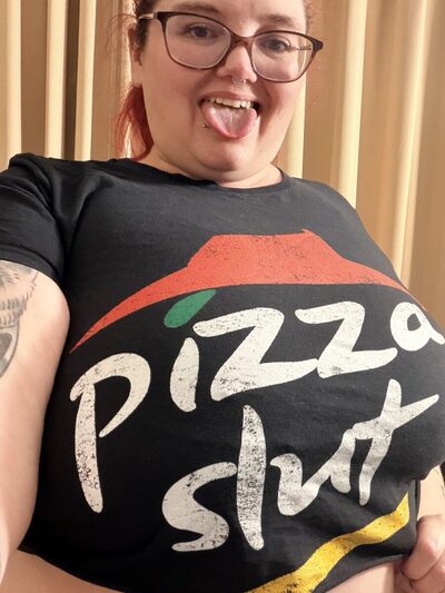 Sara Star — pizza slut tee tongue out